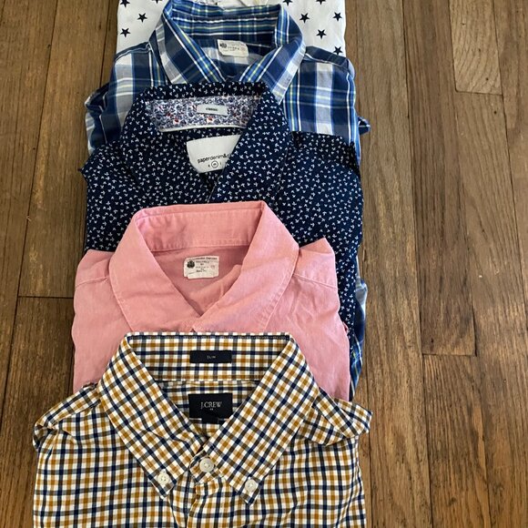 5 Men's J. CREW TOMMY HILFIGER PAPER DENIM CLOTH Button Shirts Lot - Size M - Picture 2 of 4